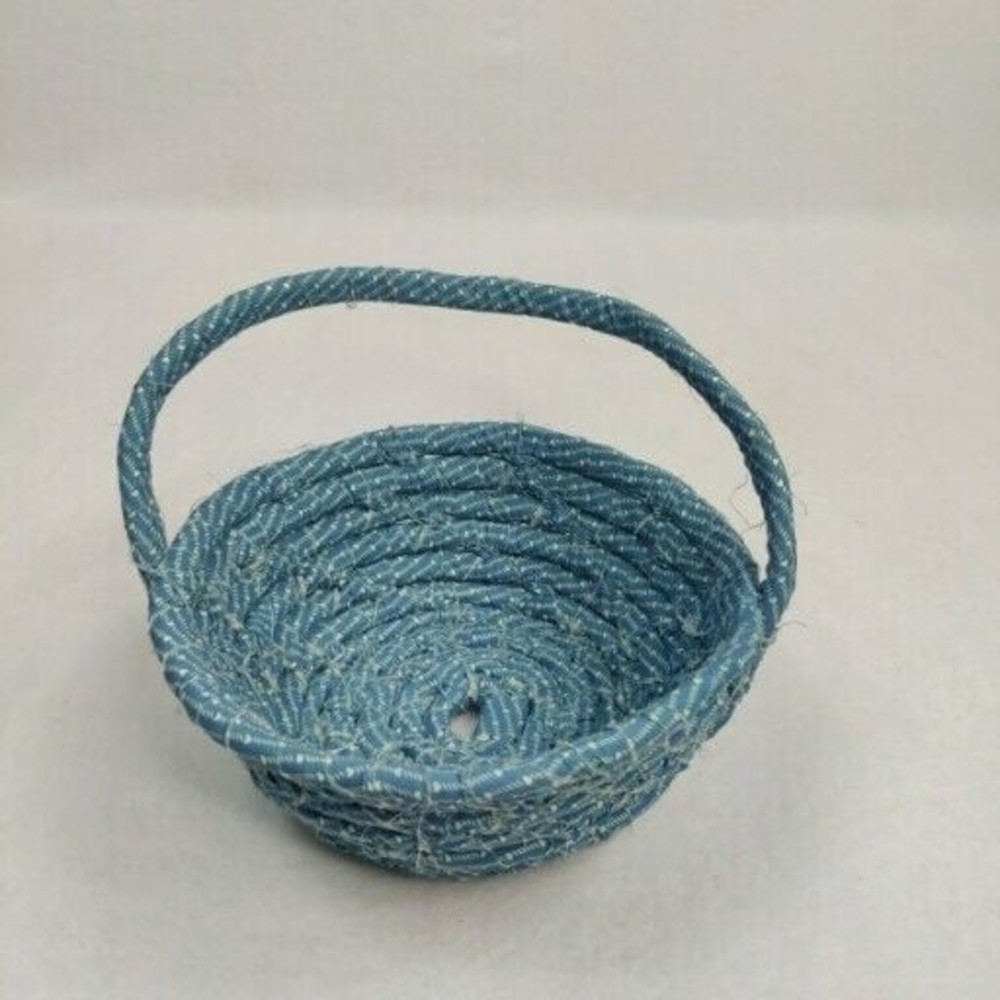 Lot Of 6 Vintage Handmade Fabric Rope Baskets Quilt Remnant Patterns BOJO - Picture 11 of 16